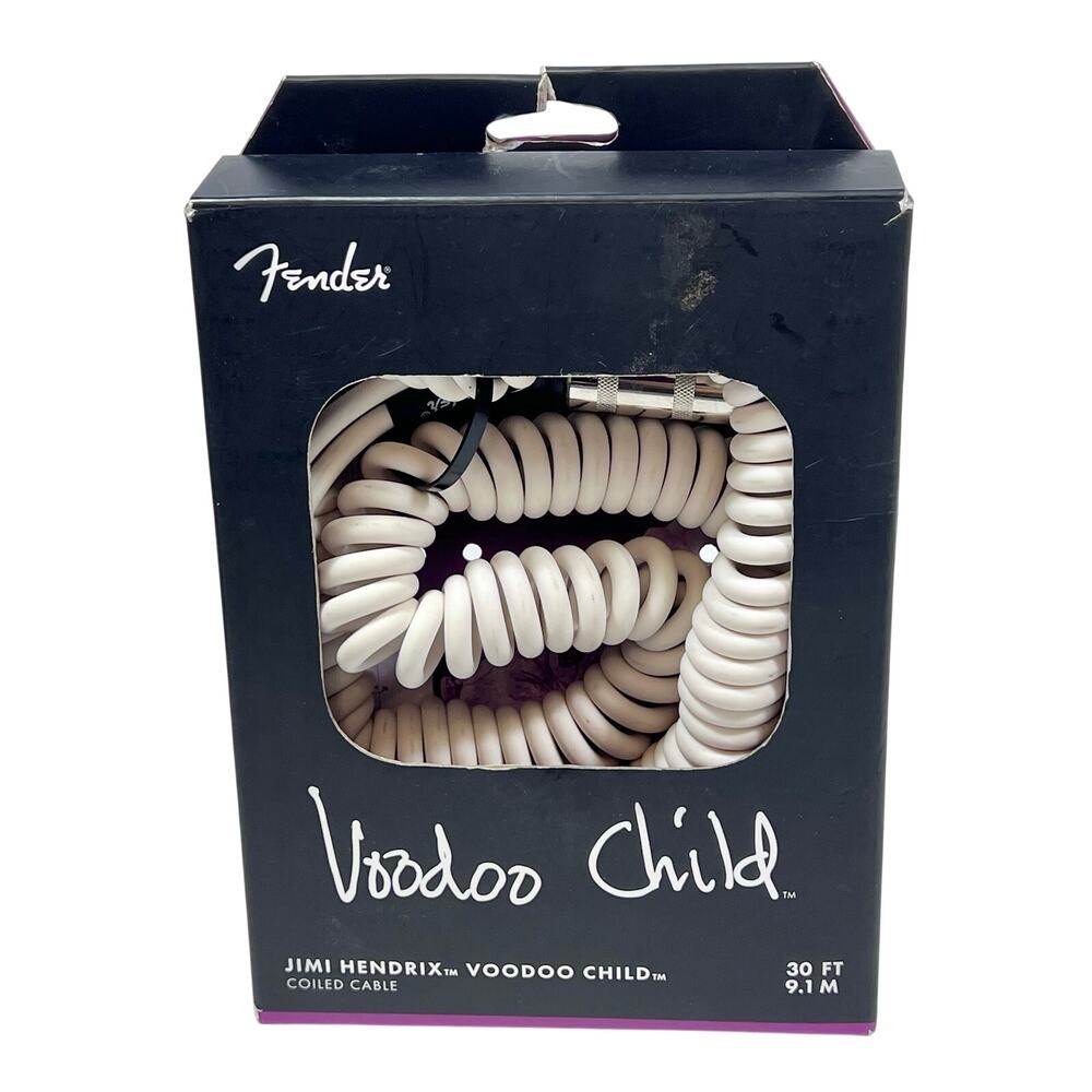 Fender Jimi Hendrix Voodoo Child Coiled Guitar Instrument Cable 30 Ft White